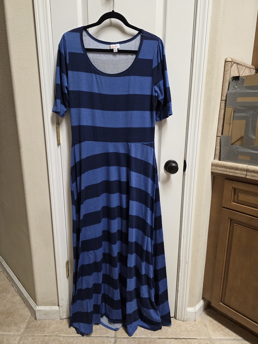 LuLaRoe Striped Maxi Dress - Navy & Light Blue